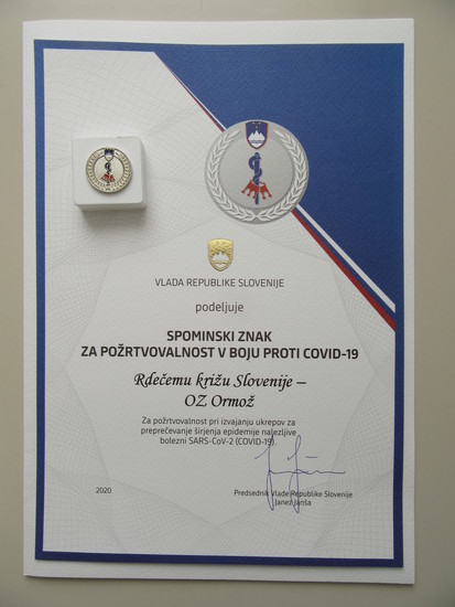 Spominski znak za požrtvovalnost v boju proti COVID-19